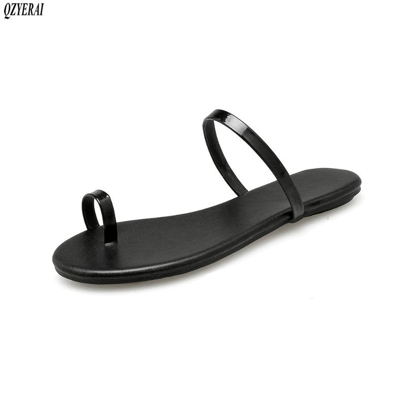 

Slippers Spring/summer Collection Women's Flats Beach Thumb Button Comfortable Shoes Plus-size 34-43, Black