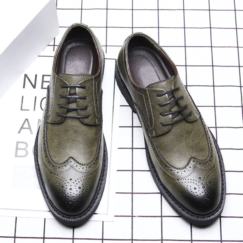 

Dress Shoes Men Brogue Bullock Man Wedding Lace-up Luxury for LZJ3, Green