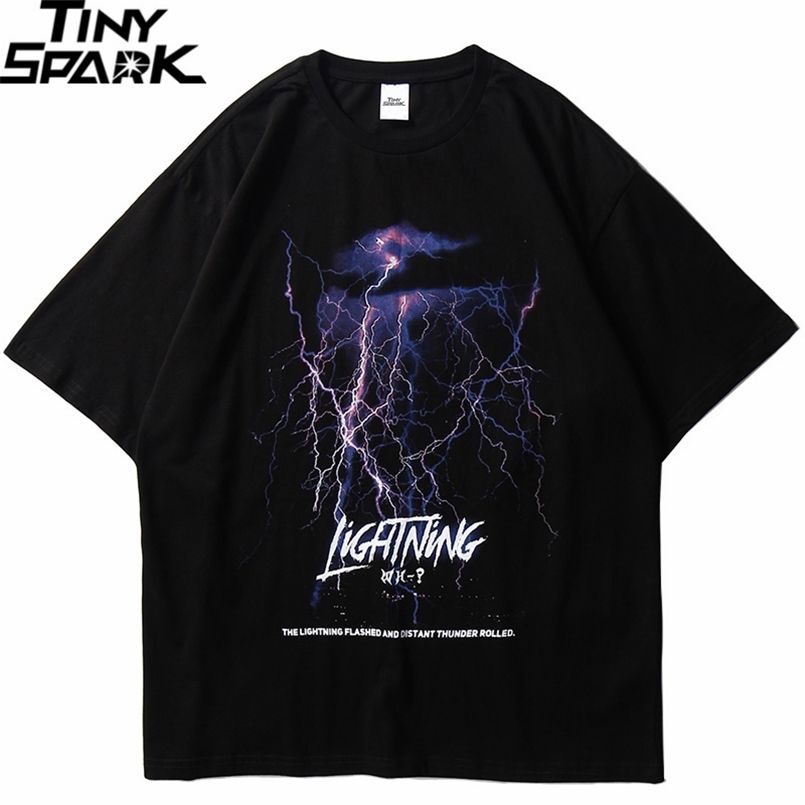 

Men T Shirt Hip Hop Streetwear Thunder Lightning T-Shirt Harajuku Tshirts Summer Short Sleeve Casual Cotton Tops Tees Black 210721, A1388293-1 black