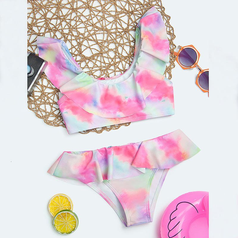 

children's bikini girls middle and small girls' split skirt swimsuit, White;black