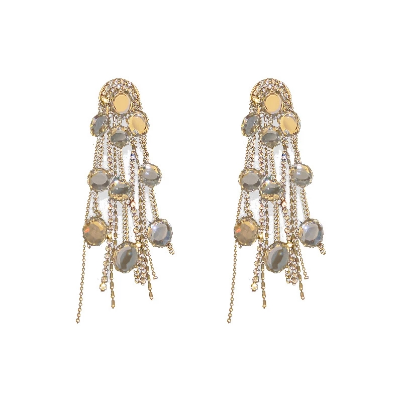 

Vintage Gold Color Bar Long Thread Tassel Drop Earrings for Women Geometric Korean Fashion Jewelry Hanging Pendientes