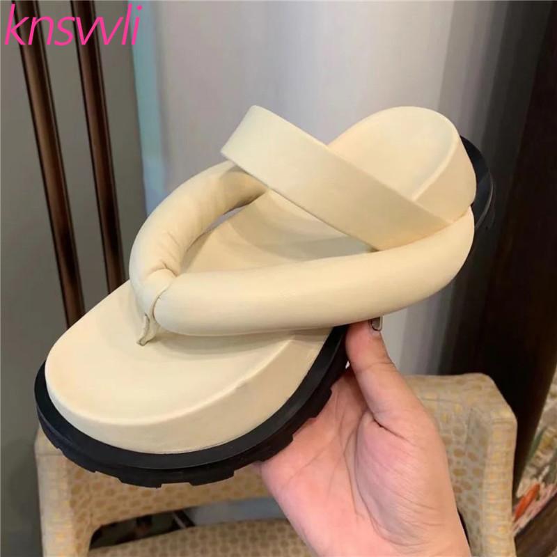 

Thick Sole Slippers Women Flip Flops One Strap Mules Summers Beach Shoes Woman Platform Sandals Summer Slipper, Black