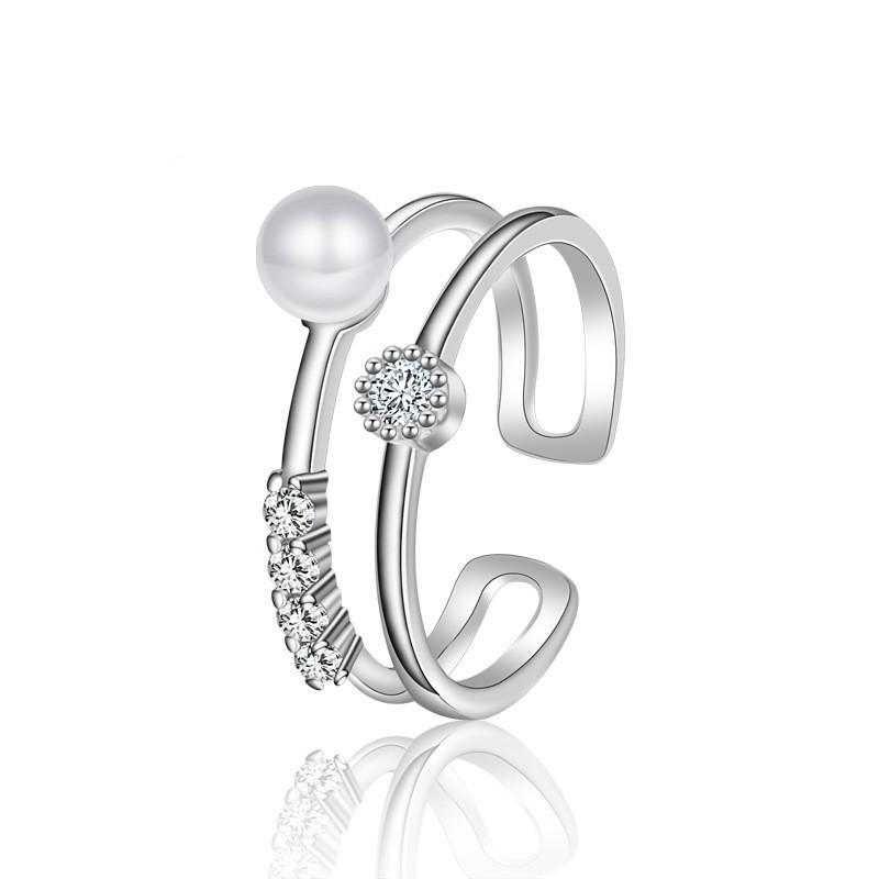 

Wedding Rings Ring Korean Pearl With Crystal For Women Female Finger Girl Accessories Birthday Valentine's Day Gift