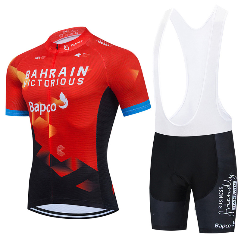 

2021 Team BAHRAIN Cycling Jersey Bike Shorts Bib Set Ropa Ciclismo MenS MTB Uniform Summer Pro Bicycling Maillot Bottom Clothing, Black;red