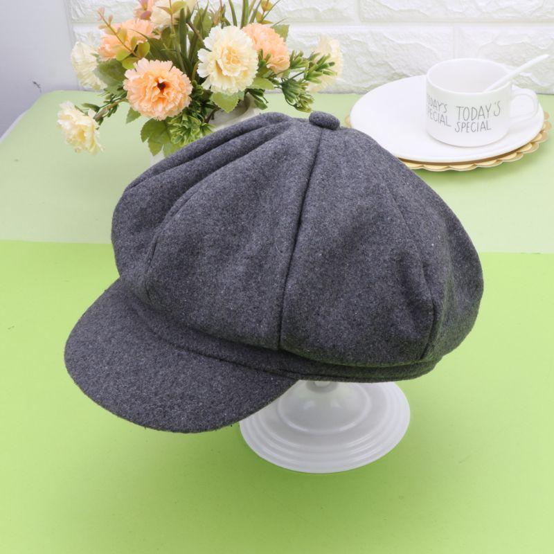 

Berets L93F Autumn Winter Beret Hat Baby Kids Boys Girls Woolen Sboy Artist Flat Hats, Black