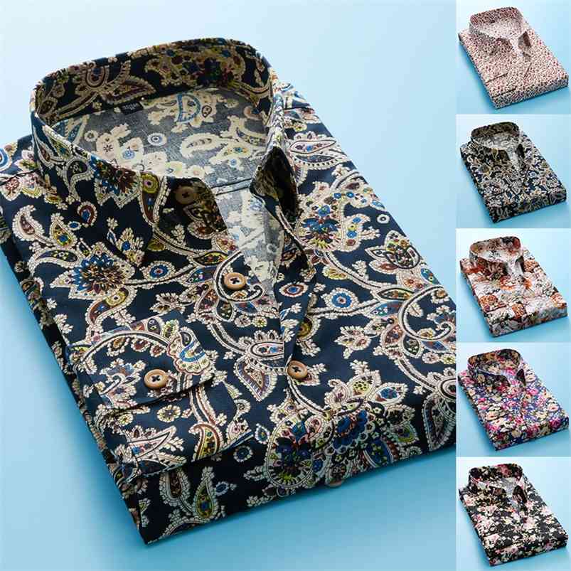 

Fashion Splice Flower Shirt Printing Man Camisa Masculina Spring Pattern Long Sleeve Slim Fit Shirts Nightclub Chemise Homme 210721, No 2