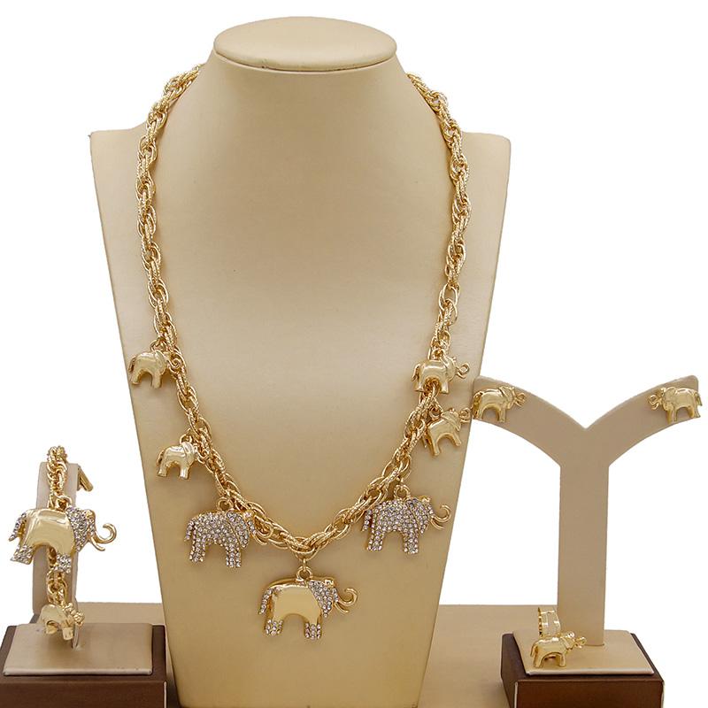 

Earrings & Necklace African Jewelry Sets For Women Elephant Bracelet Nigerian Women's Bridal Wedding Gifts Set, Silver