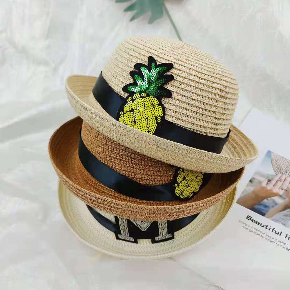 

Children's sun hat summer boy's gift basin tide cute cartoon girl's straw, Yellow