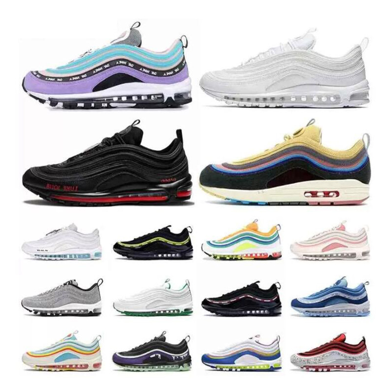 

Classic OG 97 Running Shoes AM 97S Mens Womens Sports Sneakers silver throwback future bred game royal AMX Triple Black White Have A Day Purple Jogging Trainers, 45