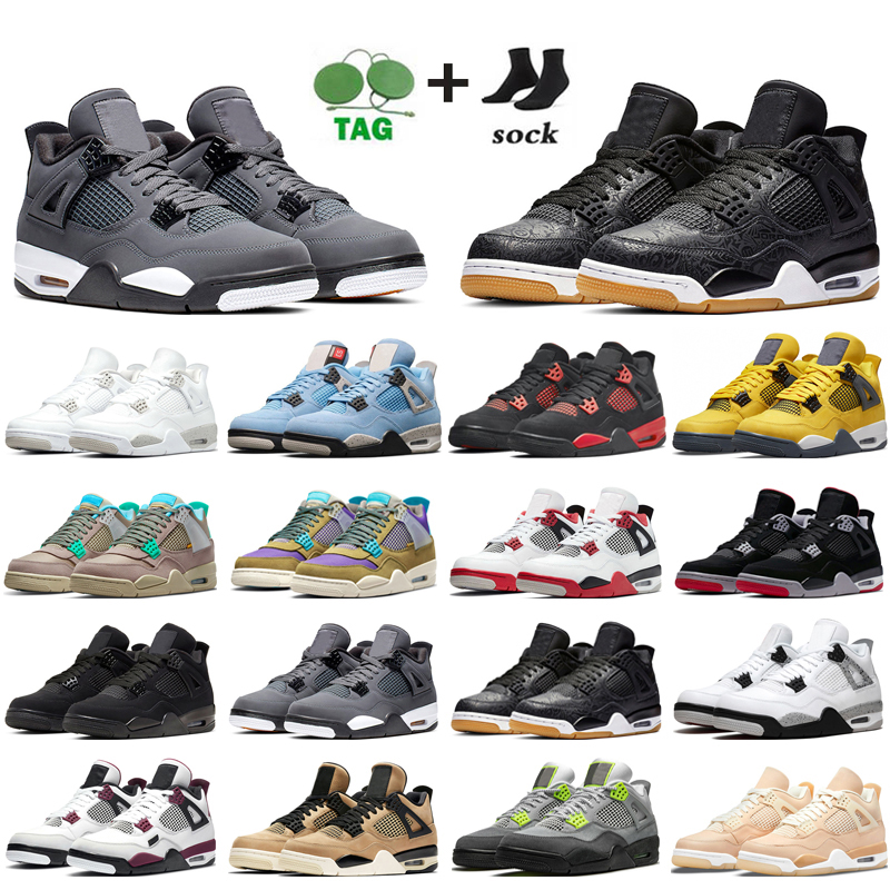 

Fashion 4 Basketball Shoes 4s Red Thunder University Blue White Oreo Desert Moss Bred Taupe Haze Black Cat Cool Grey Mens Trainers Sports Sneakers, Black gum