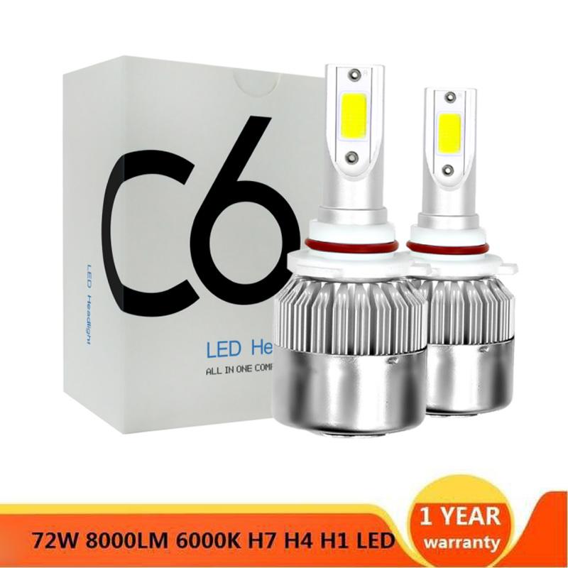 

Car Headlights 3000K 6000K 8000K LED 72W 8000LM COB Auto Headlamp Bulbs H1 H3 H4 H7 H11 880 9005 9006 9007 Styling Lights