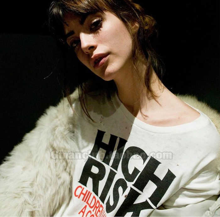 

Fashion bear ERD high risk print crew neck Short Sleeve Tee, Creamy-white