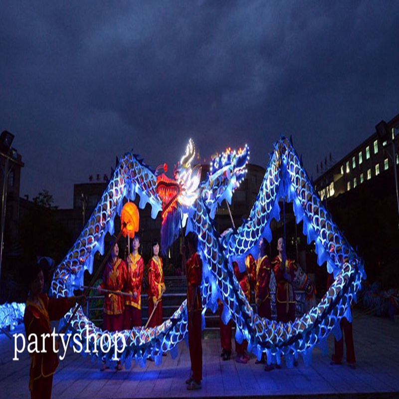 

Blue Dragon Costume Dance Silk 4# 6m LED Light Adult Festival Clothing China Folk Mascot Carnival Costumes Outdoor Game Oriental Party Garden Home Wedding Decor, Yellow