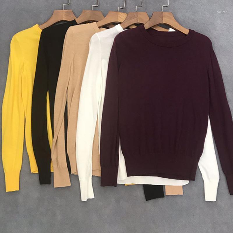 

Women's Sweaters Women O-neck Sweater Simple Long Sleeve Early Autumn 2021 Solid Color Knitwear Pullovers, Black