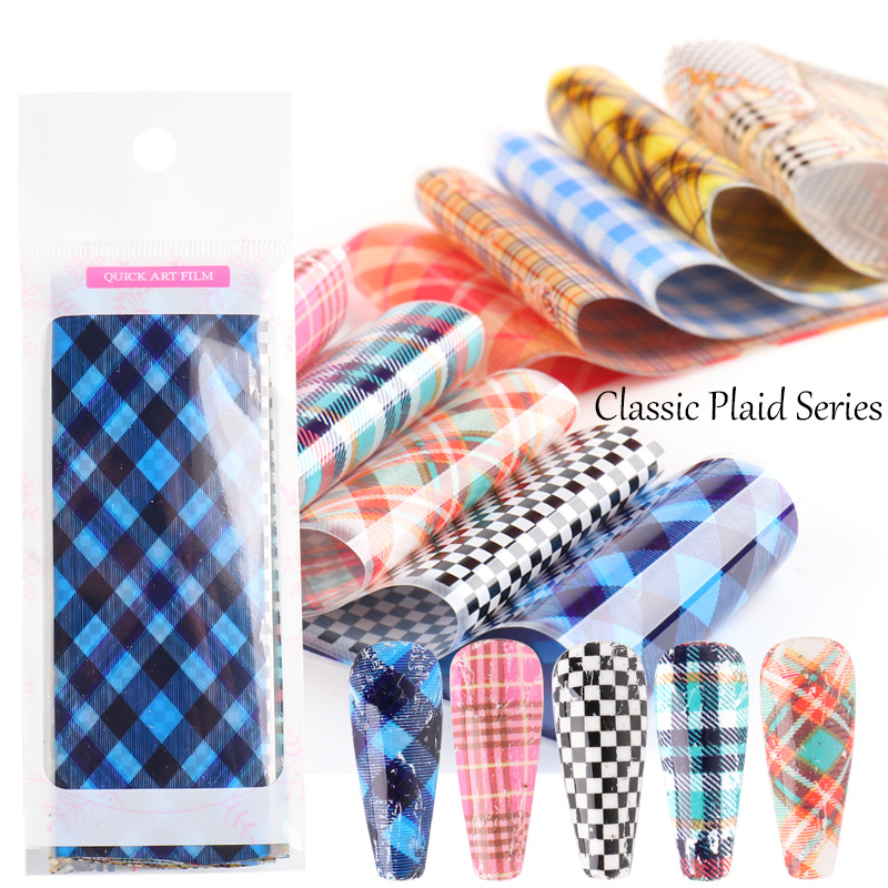 

Starry Sky Nail Art Stickers Printed Paper for Manicure Lines Plaid Solid Color Transfer Printing, Black