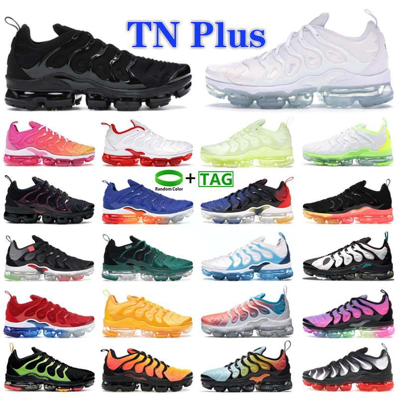 

Mens TN Plus Running Shoes Black White Cool grey Pastel Rough Green Triple red Royal blue designer men sneakers women trainers, 38