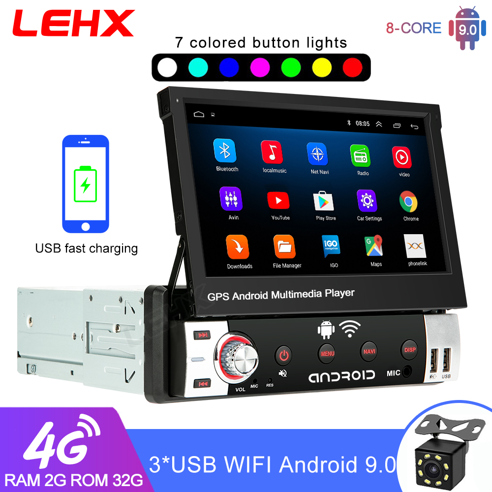 

android 9.0 1din 2 gb ram 1 din multimedia player 7'' universa retractable screen car radio wifi mp5 car gps navigation dvd