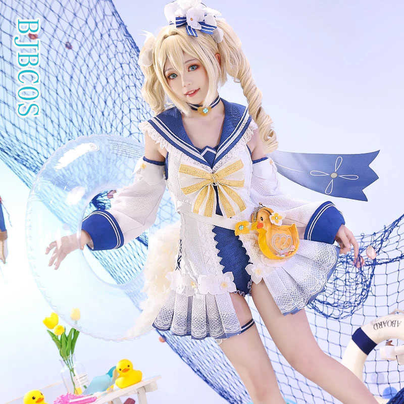 

Genshin Impact Barbara Shining Concerto Swimsuit Lovely Uniform Cosplay Costume Pool Party Summer Swimwear Women 2021 NEW Y0903, Packing bag