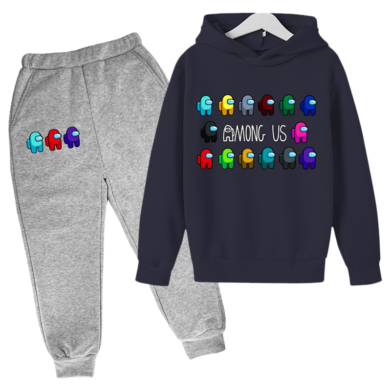 tracksuits Among us in our game peripheral printing trend slim Casual long Sleeve hoodies + Sports pant children boy autumn spring Set-image-688507988