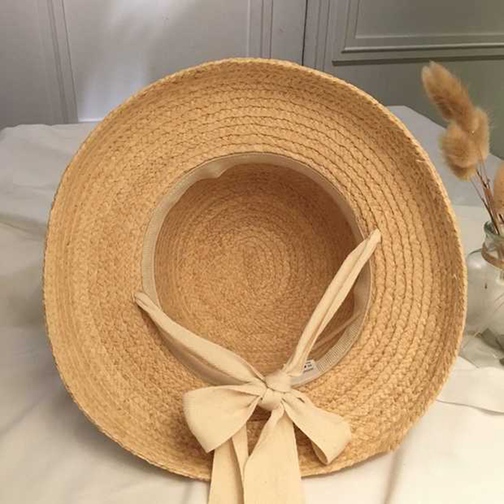 

New fashion women Summer sun hat Handmade Raffia cap Visor Ribbon hat Wide side Travel vacation Beach hat Elegant lady seasideg