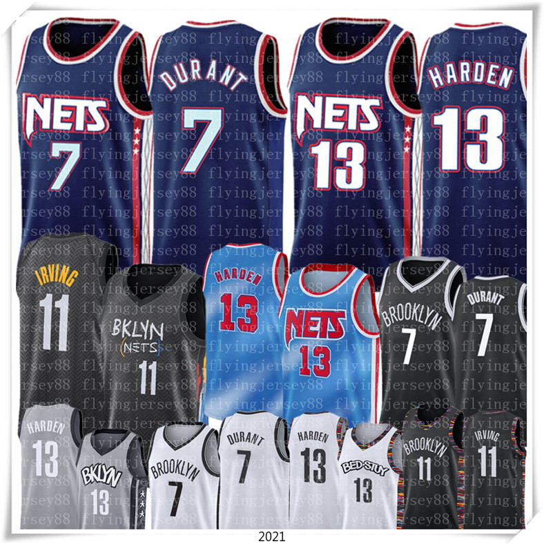 

Brookly n Ne ts Kevin 7 Durant Jersey James 13 Harden Basketball Jerseys 11 Kyrie Men Irving Black White Blue Grey S-XXL High 021 2022 stitc, Black;red