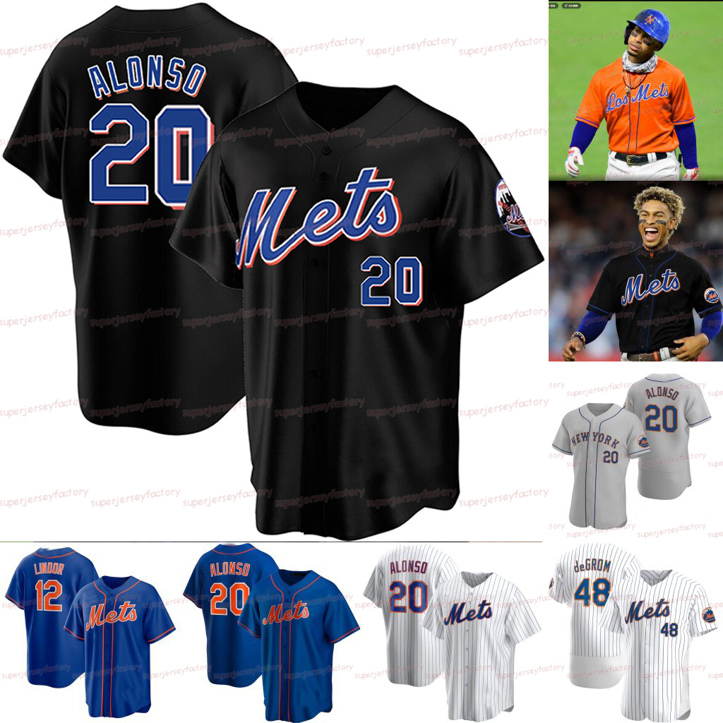 

12 Francisco Lindor Mets 2021 New Black Jerseys York 20 Pete Alonso 48 Jacob deGrom 18 Darryl Strawberry 31 Mike Piazza Noah Syndergaard jersey, Men s-xxxl