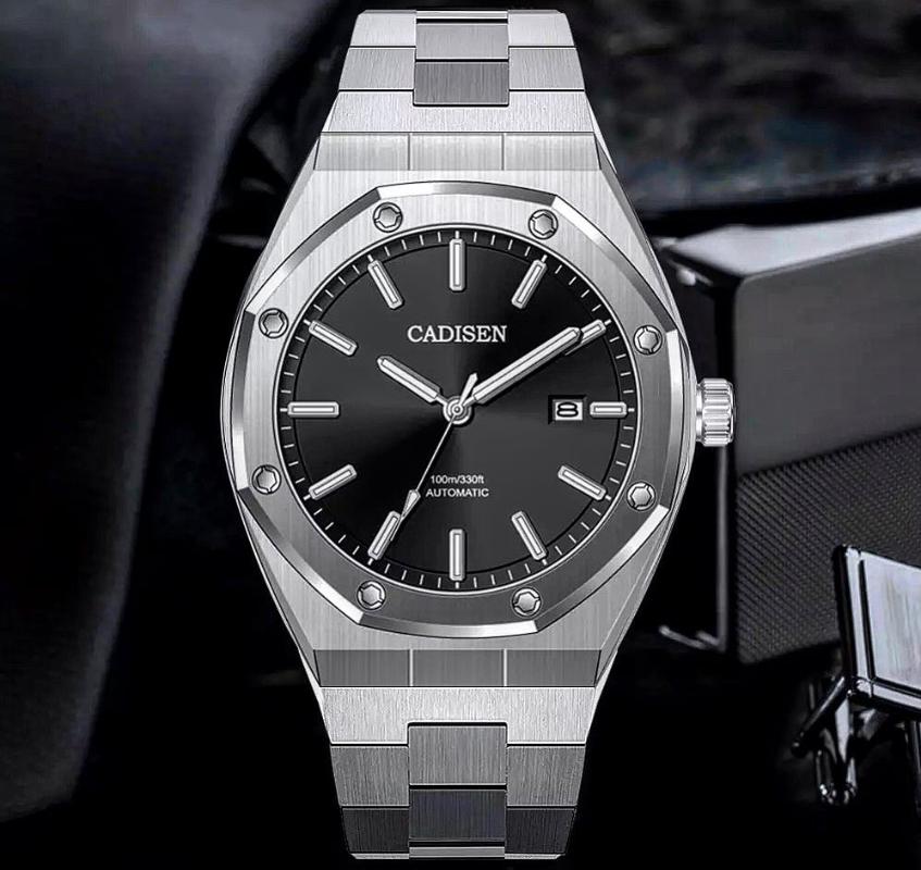 

Automatic Men's Watches CADISEN DESIGN Stainless Steel Business Mechanical Watch Top Fashion For Men 2021 Wristwatches, Silver black