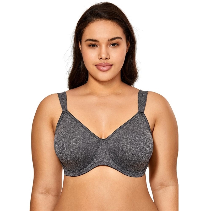 

Women's Non-padded Minimizer Bra Full Coverage Smooth Underwire Plus Size 211110, Charcoal heather05