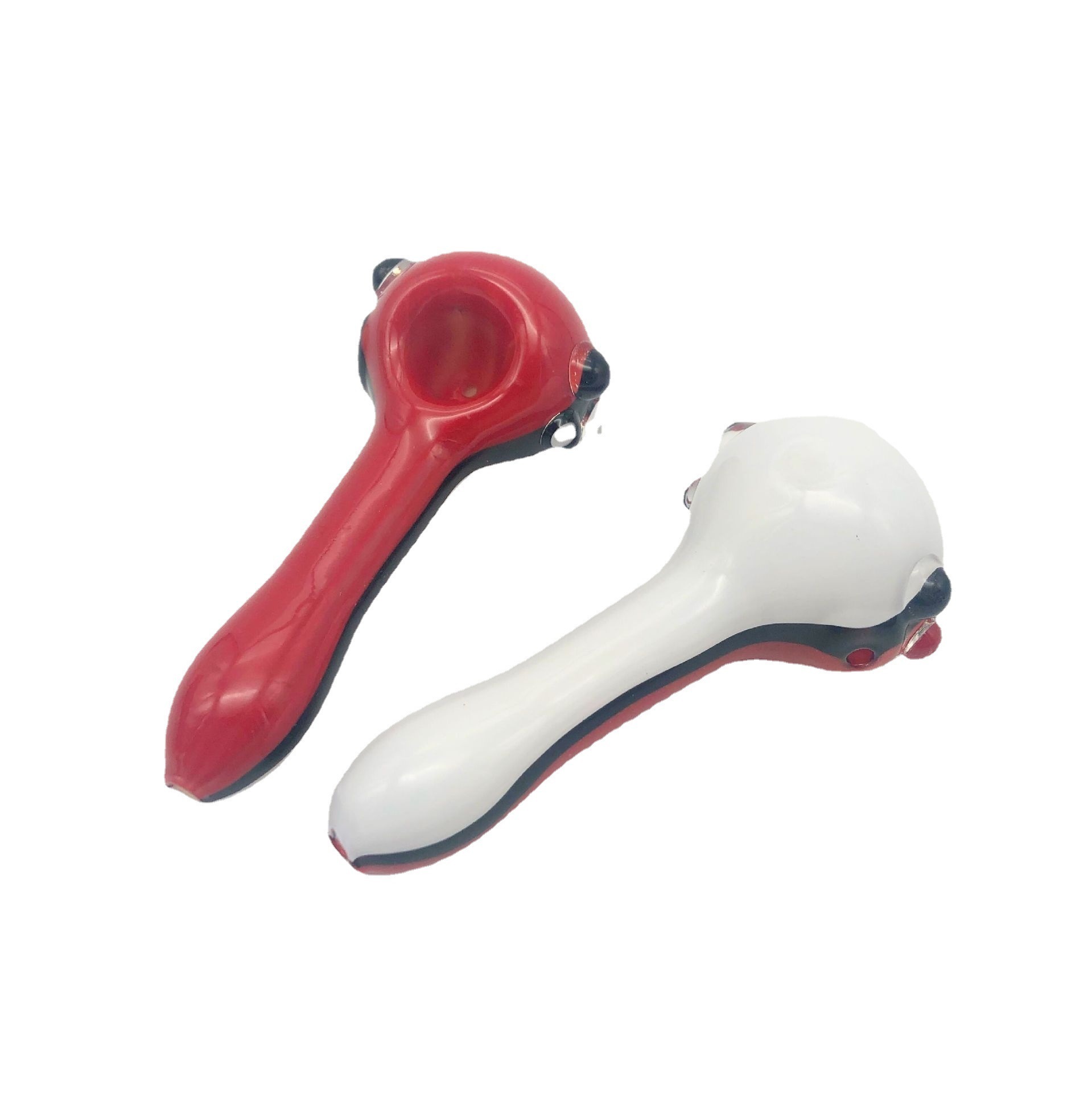 

US style bright red with white high quality spoon glass pipe smoking pipe