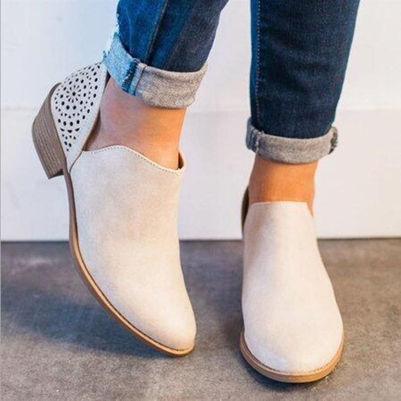 

Torridity Women Shoes Retro Block Heel Boots Female Slip On Heels Casual Botas Mujer Booties Feminina Plus Size 35-43, Black