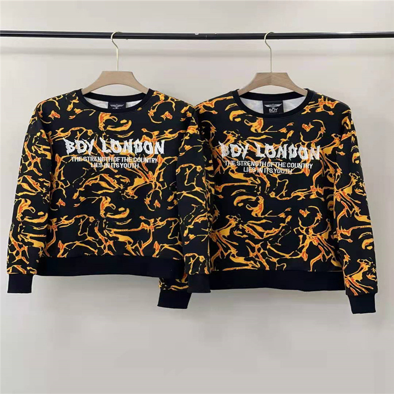 

hoodies boy spring korean printed round neck casual sweater, Black