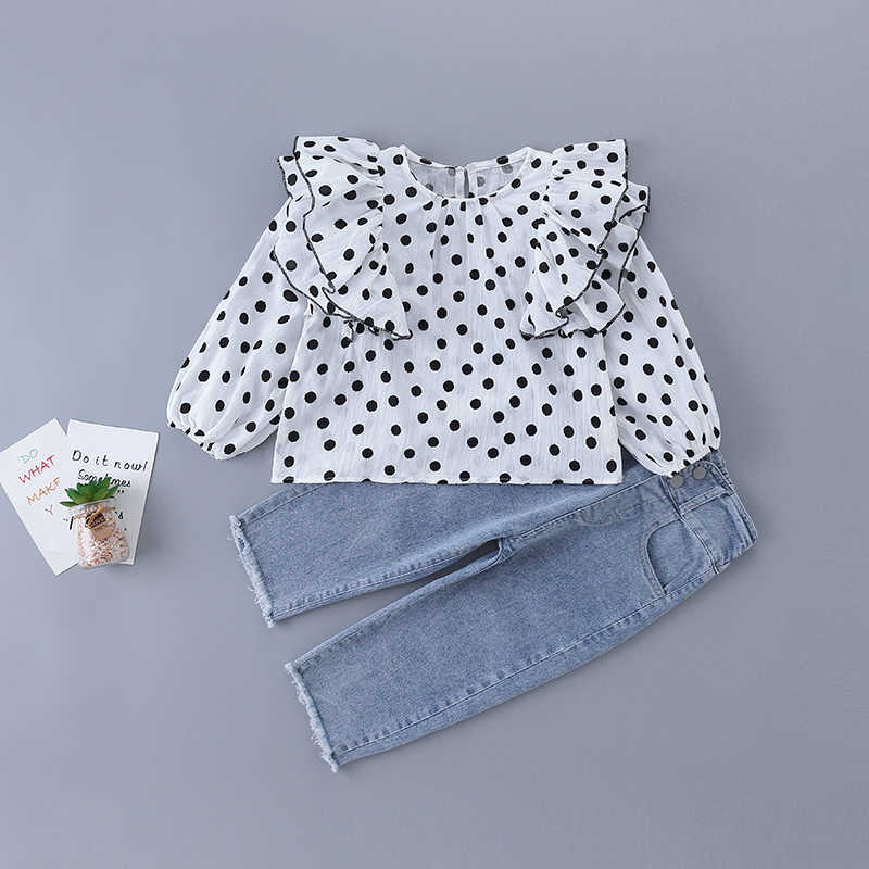 

3-7 Years High Quality Spring Girl Clothing Set Fashion Casual Solid Shirt + Pant Kid Children Girls 210615, Black