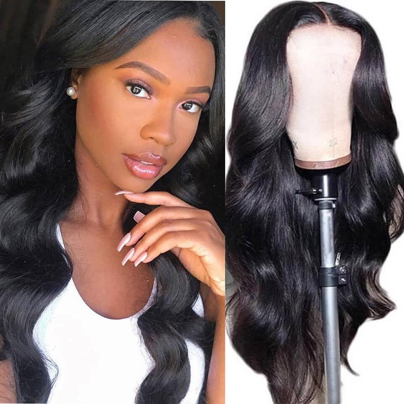 

HD Lace Women's Wig Real Hair Long Body Wavy Full Baby Hair 13x4 Bleachable Natural Black with Natural Hairline Glue Free Highlights, Natural color