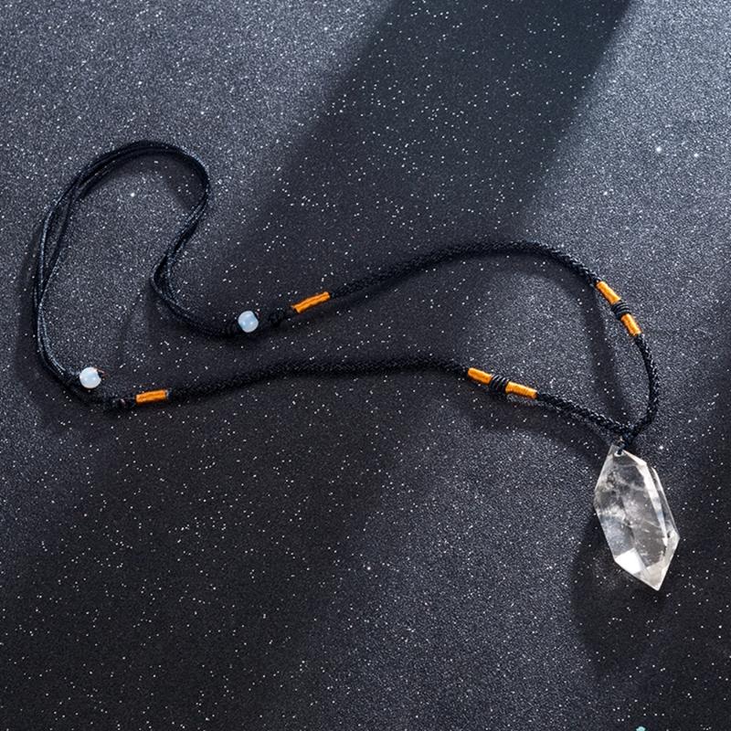

Pendant Necklaces 2021 Natural Clear Quartz Crystal Pendulum Necklace Chakra Healing Collares Men Largos Mujer Bisutería