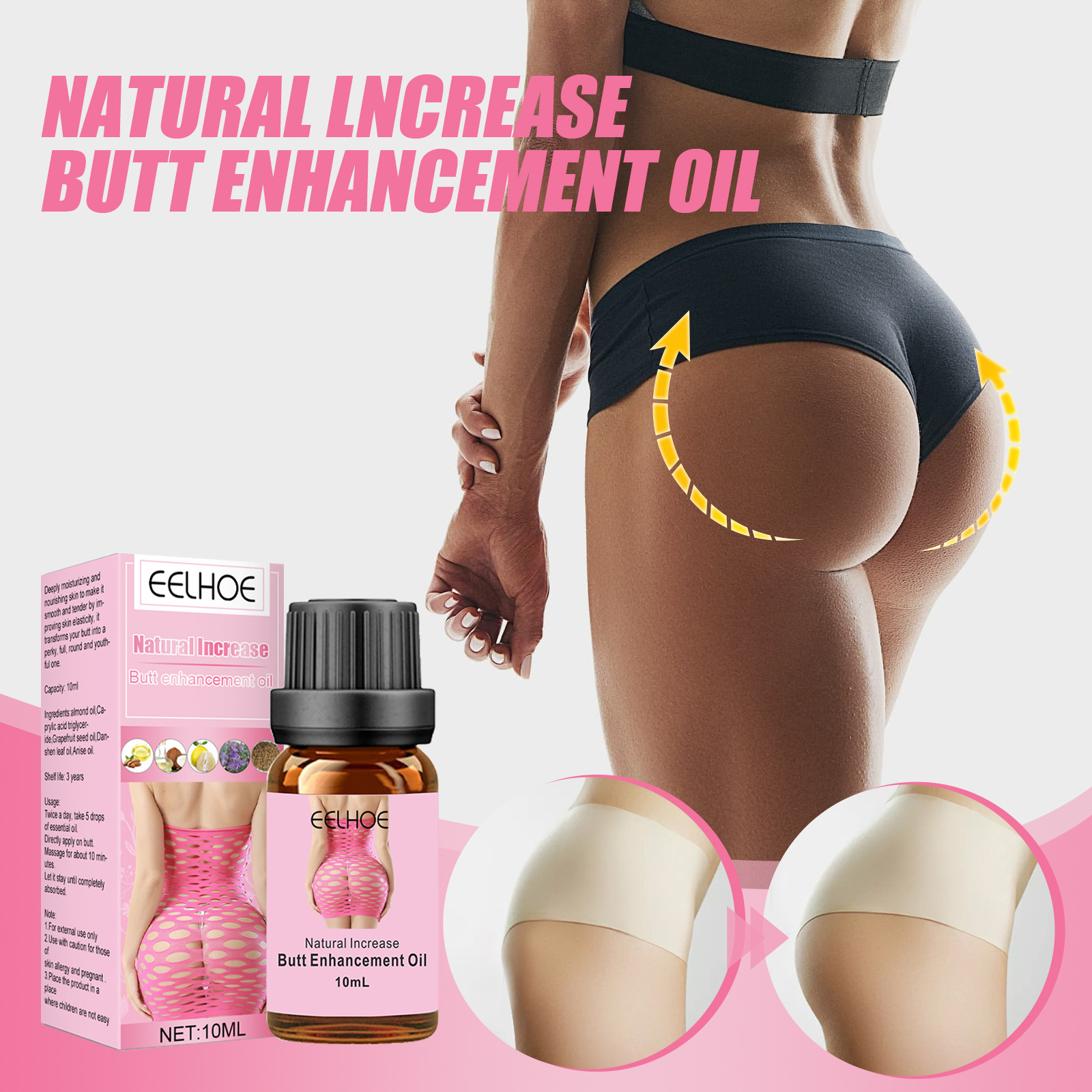 Free freight EELHOE OEM ODM Hip Cares Supply essential oil lifting and tightening care shaping peach hip line-image-754936137