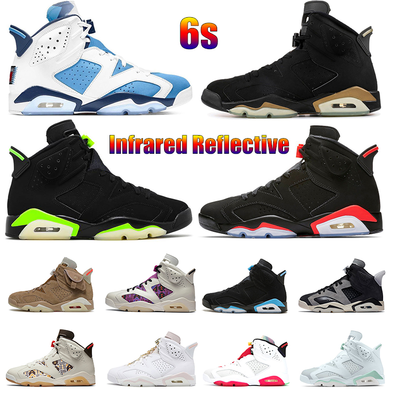 

6s Men Basketball Shoes University Blue Electric Green Carmine British Khaki Infrared Reflective Gold Hoops DMP Oreo Black Cat Tech Chrome Mens Sports Sneaker, #14
