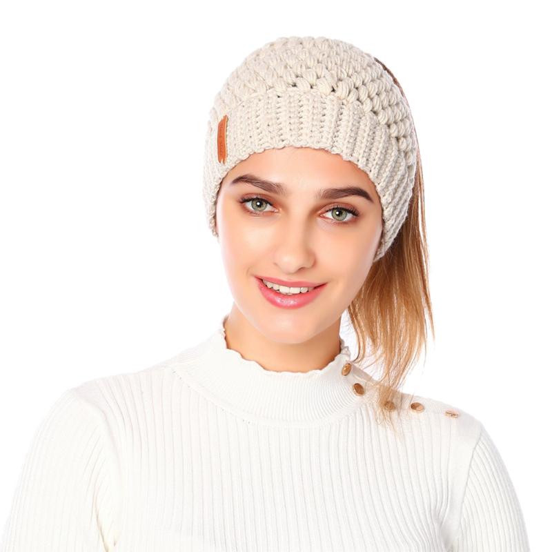 

Berets Knit Hat Winter Ladies Autumn And Ear Protection Wool Empty Top, Bk