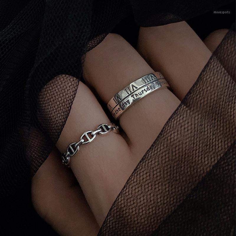 

Wedding Rings Fashion Couple For Women Roman Numerals Minimalist Aesthetic Vintage Adjustable Geometric Handmade Jewelry Gift1