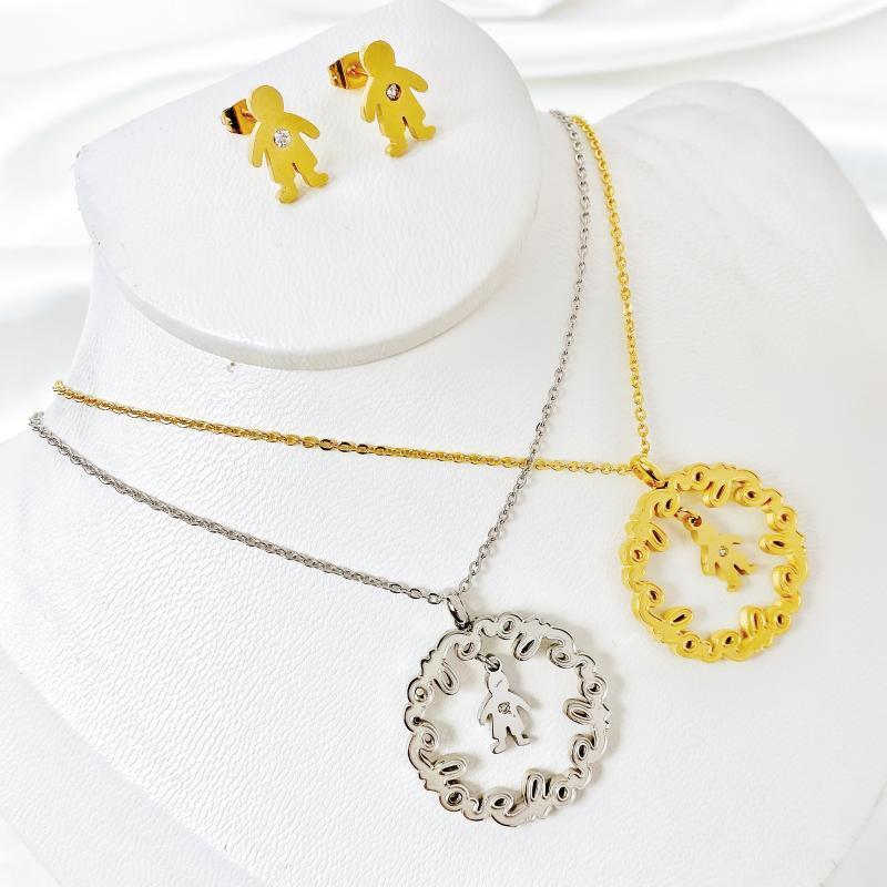 

Earrings & Necklace Necklaces For Women 316L Stainless Steel Gold Zircon Chain Heart Lover Clavicle Choker Valentine Jewelry Wedding Gift, Silver