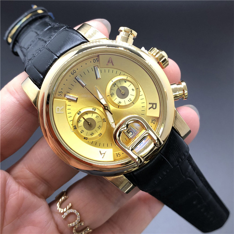 

Top quality 42mm mens watches full-featured quartz movement needle leather strap business sports diving men's fashion watch OB4017, 11