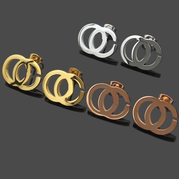 

2021 New Arrival Extravagant Design Stamp Earrings 3 Colors Ear Studs Stainless Steel Earrings For Women Hoop Fashion Jewelry Wholesale