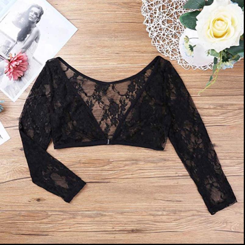 

summer long sleeve women blouses thin perspective shawl shrug v neck mesh lace blouse female shirt, White