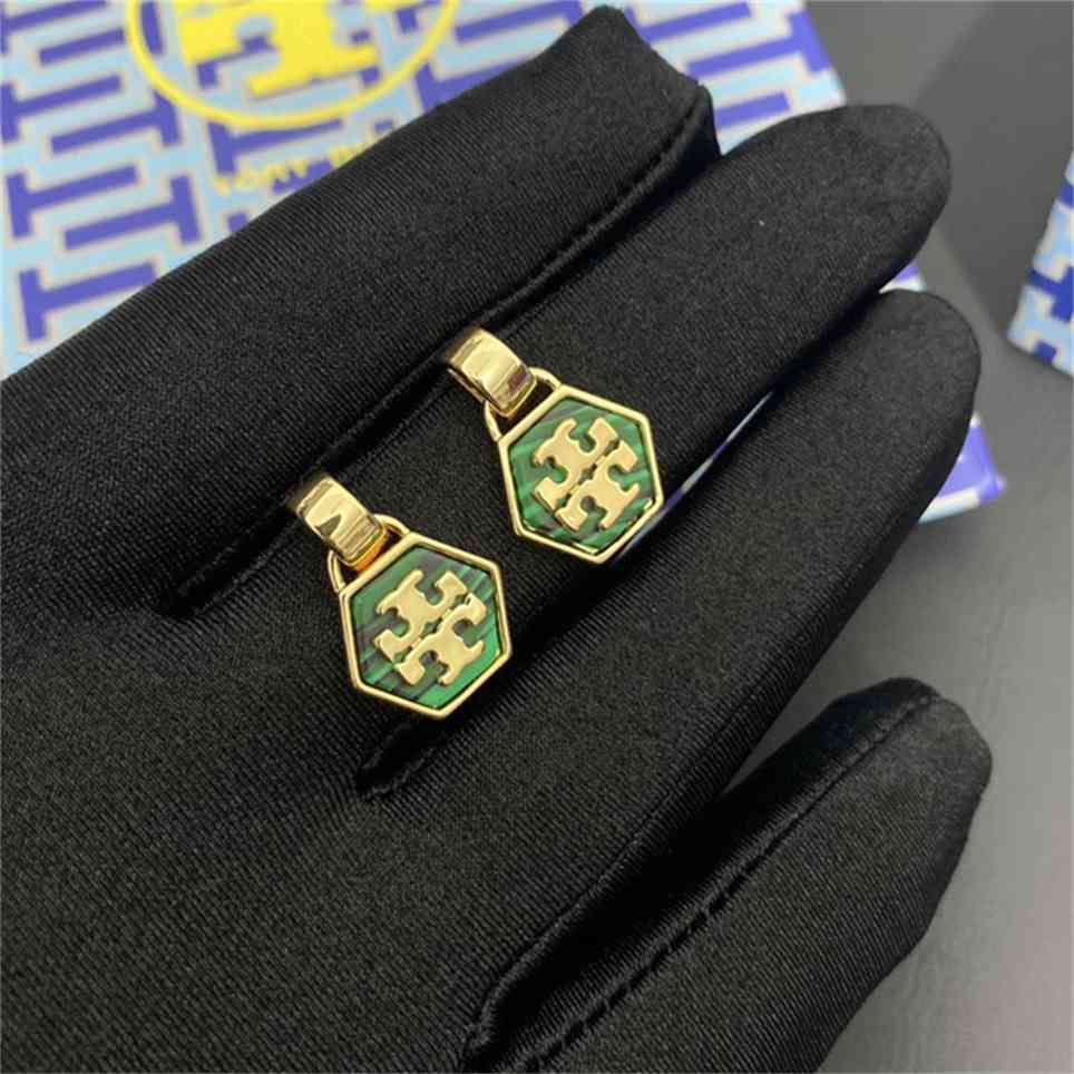 

2021 new TB Earrings natural mother shell Turquoise Earrings hexagon Earrings women's exquisite smooth fashion1tr, Golden