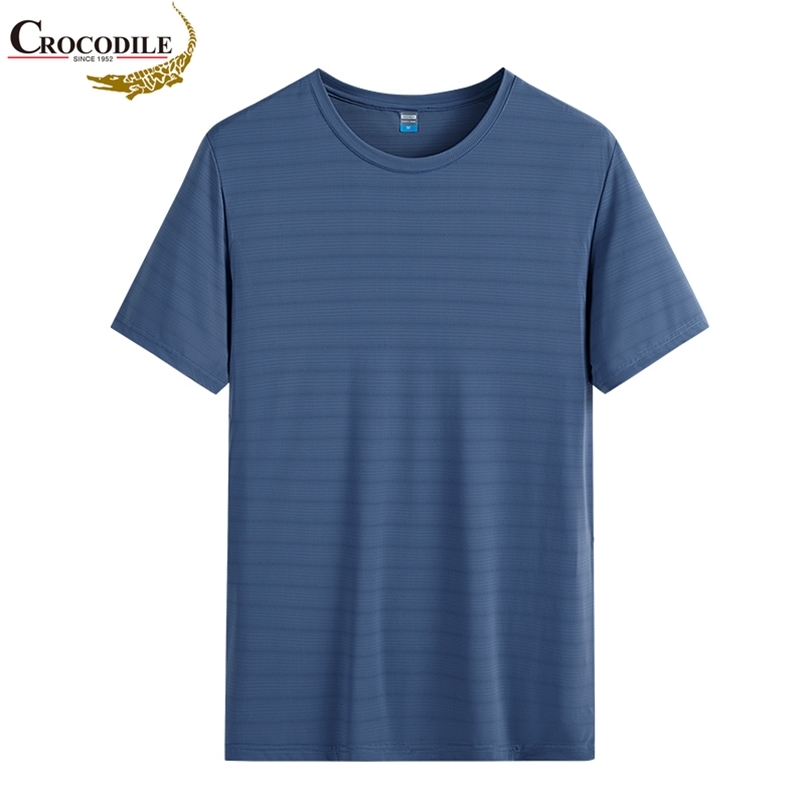 

brand ice silk male t-shirts short sleeve casual T-shirt for men Men's t-shirt cotton white solid t shirt 210707, Blue