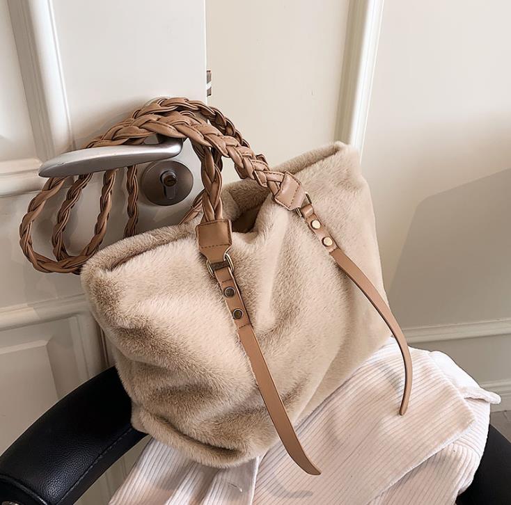 

Evening Bags Plush Bag Winter Large-Capacity Handbag Shoulder, Black