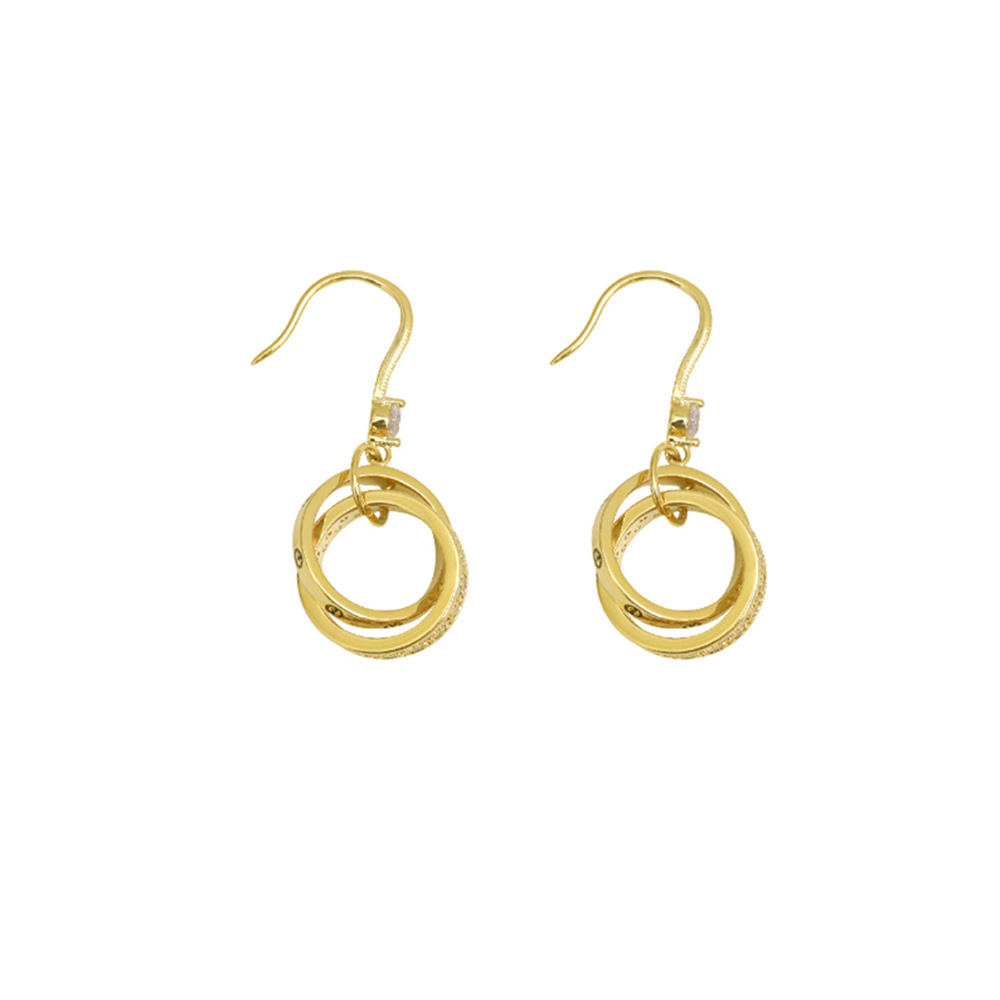 Geometric Dangle Earrings 3A Zircon Plated 18k Gold Round Earhook Earrings French Style Fashion Women High-end Earrings Jewelry Valentine's-image-747166991