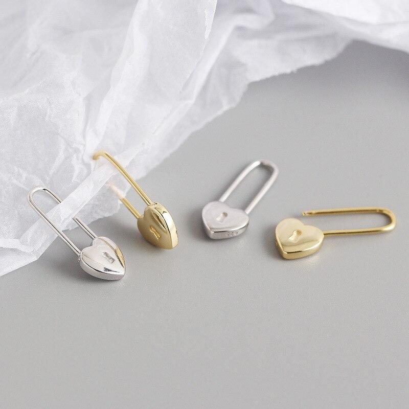 

Dangle & Chandelier A00931 Genuine 925 Sterling Silver Pin Peach Heart Love Romantic Stud Earrings For Women Bohemian Jewelry
