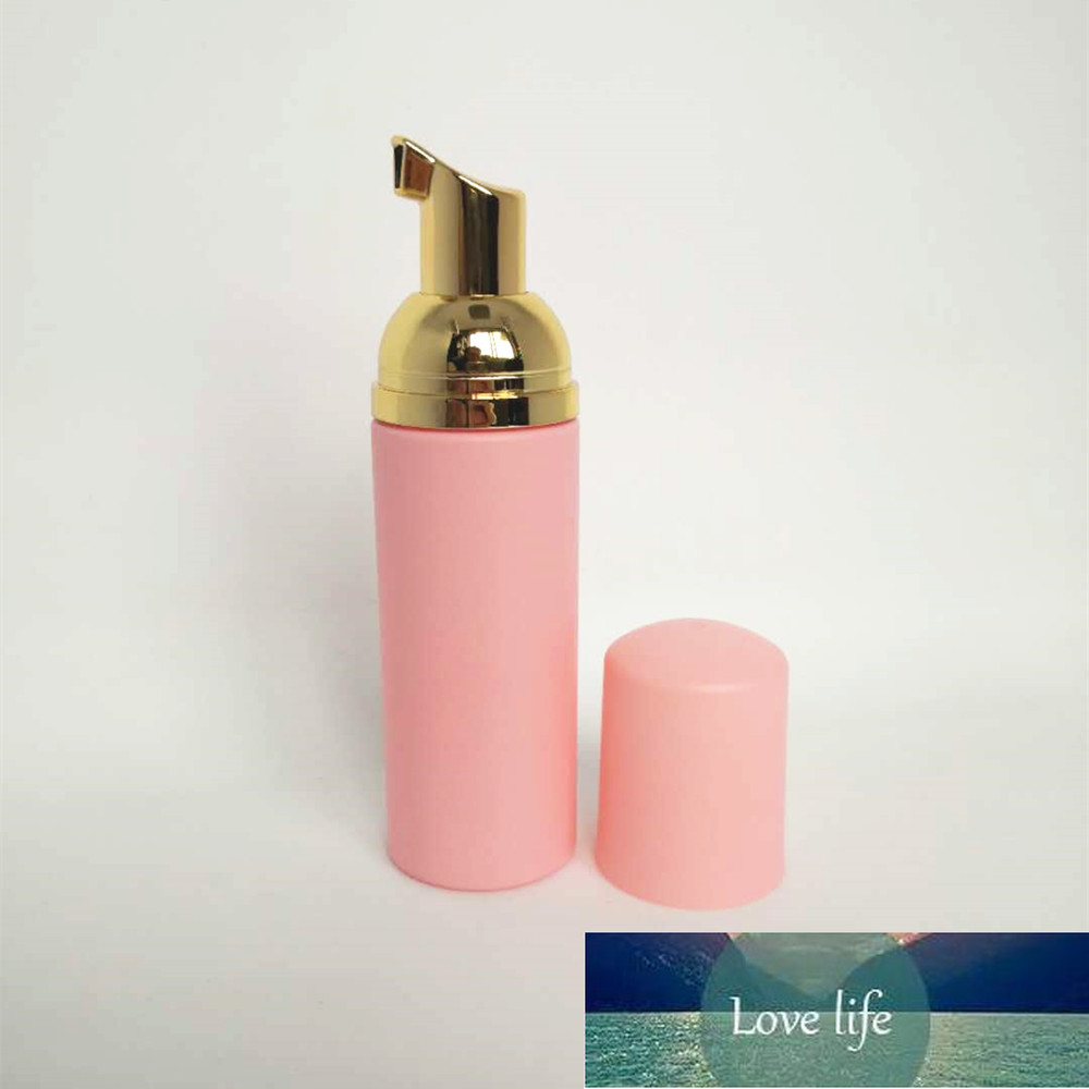 

50ps 60ml Pink Plastic Foam Pump Refillable Empty Cosmetic Bottle lashes Cleanser Soap Dispenser Shampoo bottle with golden