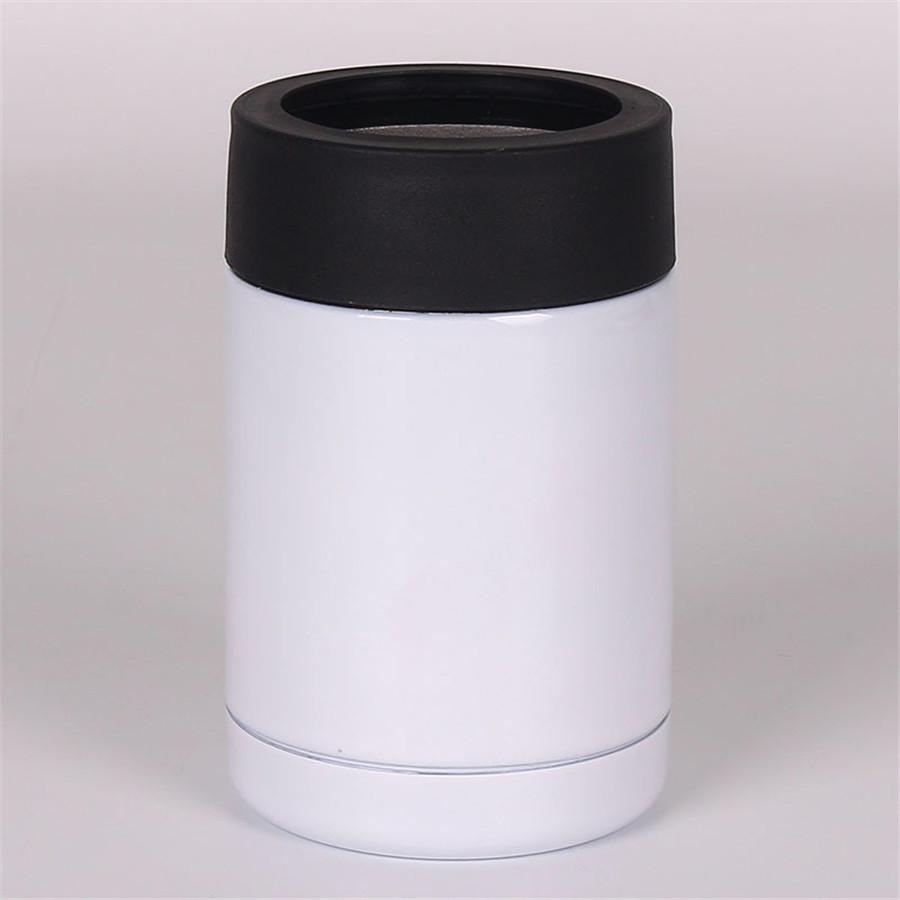 

12oz Sublimation Tumbler Can Cooler Koozie Insulator Doubl-Wall Stainless Steel Vacuum Beer Holder for Standard 330ml Cola Cans Keep it Cold AAA, White & sublimation coated