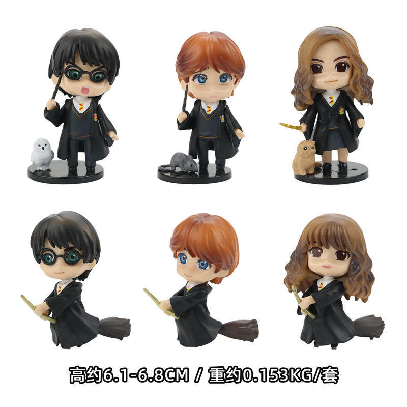 

6pcs Harrying Movie Pottering Hermionees Snapees Magic Wand Broom Diy Handmade Characters Action Figures Birthday Gifts Model, No retail box